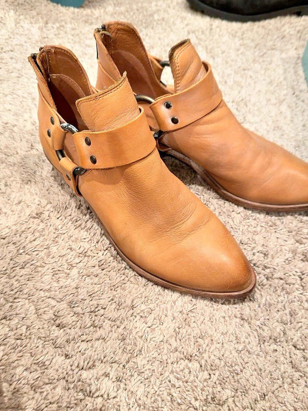 Frye Ray Harness Back Zip Ankle Boots Brown Size 7M
